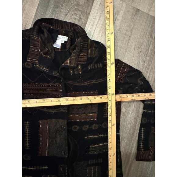 Coldwater Creek Womens Blouse Size L Black & Brown Geometric Print - Picture 6 of 6